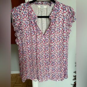 C by One - Colorful Ruffle Sleeve Blouse size large